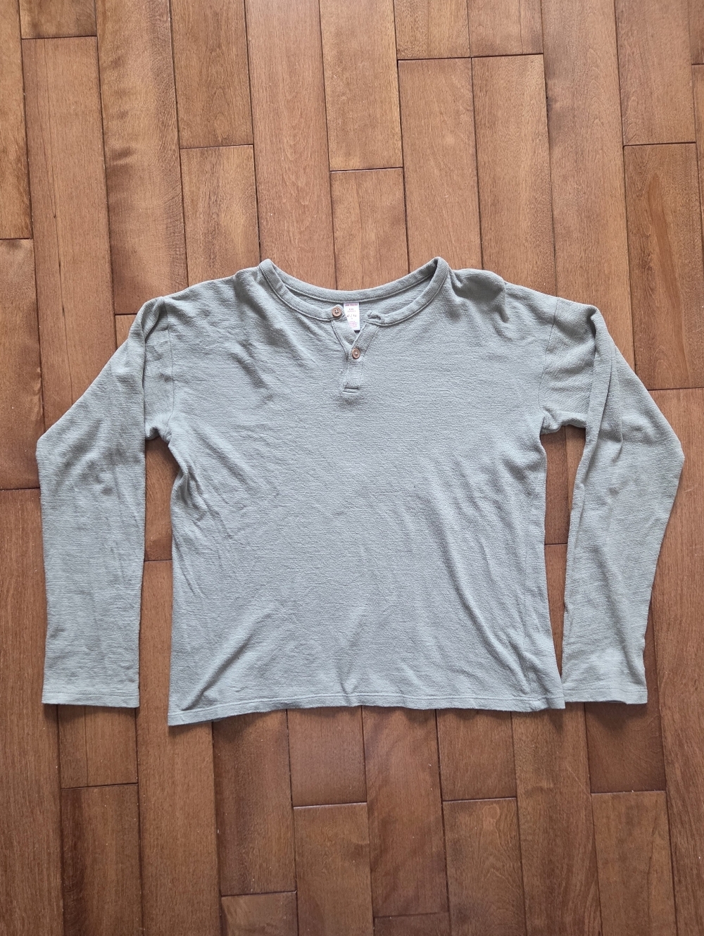 Joe Fresh boys Light Sage Green Long Sleeve Henley Shirt Size XL